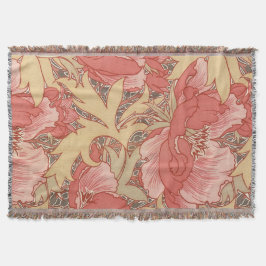 Cobertor William Morris Poppies Floral Art Nouveau Pattern