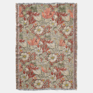 Cobertor William Morris Primavera Compton Flor Vintage Verm