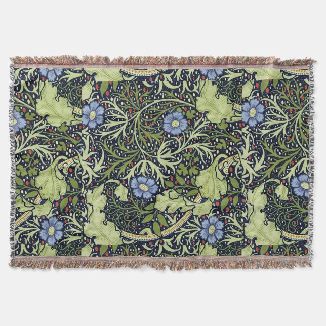 Cobertor William Morris Seaweed Flor Antiquado (Frente)