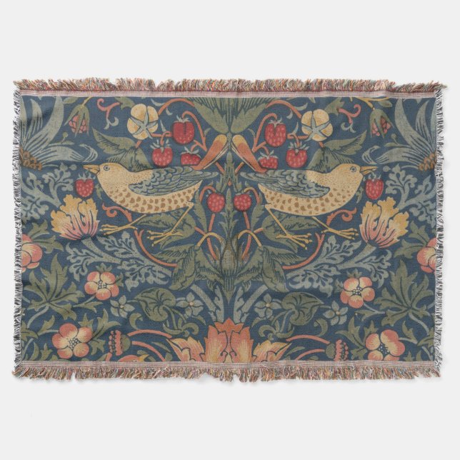 Cobertor William Morris Strawberry Theves Birds (Frente)