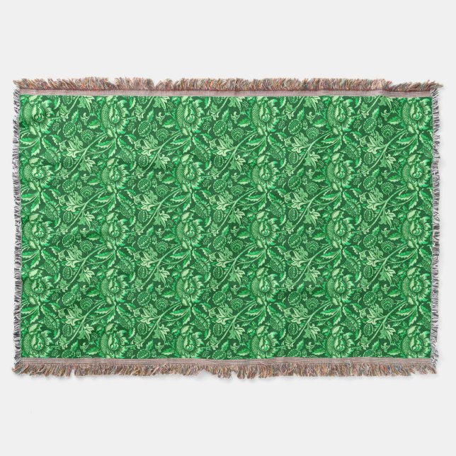 Cobertor William Morris Sunflower, Emerald Green (Frente)