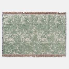 Cobertor William Morris Tulip Pattern Sage Green