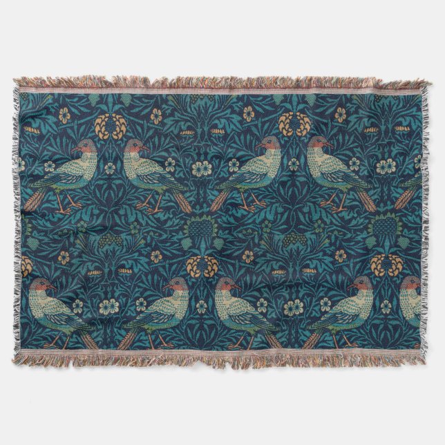 Cobertor William Morris Vintage Floral Bird (Frente)