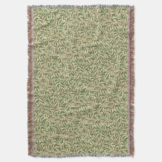 Cobertor William Morris Willow Bough Green Willow Leaves (Frente Vertical)