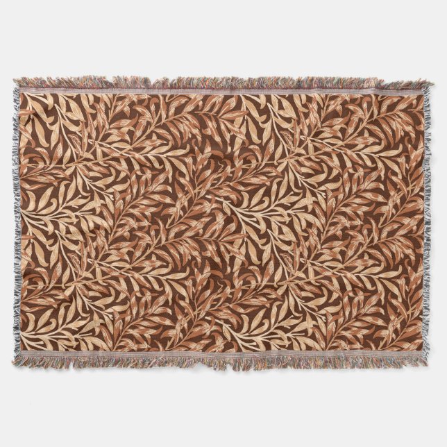 Cobertor William Morris Willow Bough, Taupe e Brown (Frente)