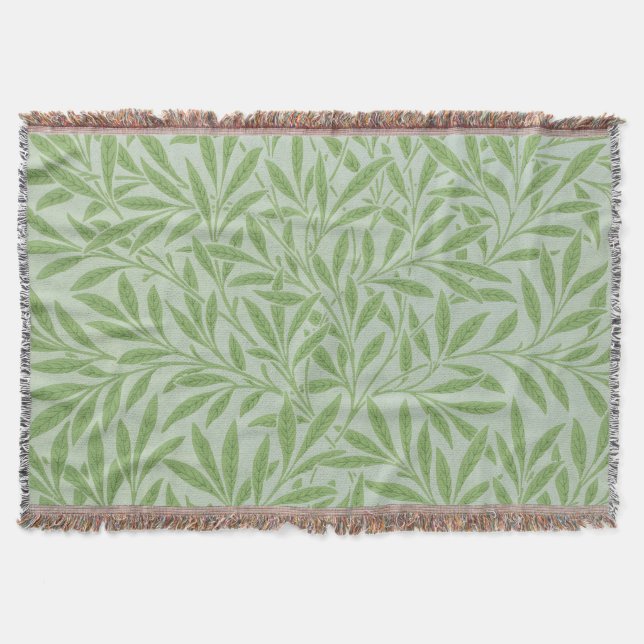 Cobertor William Morris Willow Flower Classic Green (Frente)