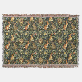 Cobertor William Morris Woodland Coelhos Florais Natal