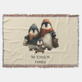 Cobertor Winter Penguin Family Personalized Design