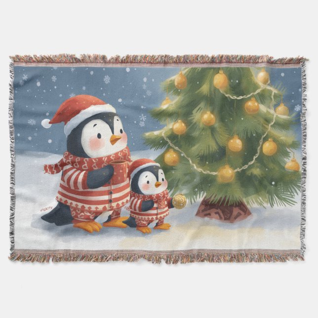 Cobertor  “Winter Wonderland Penguin” Christmas Penguin (Frente)