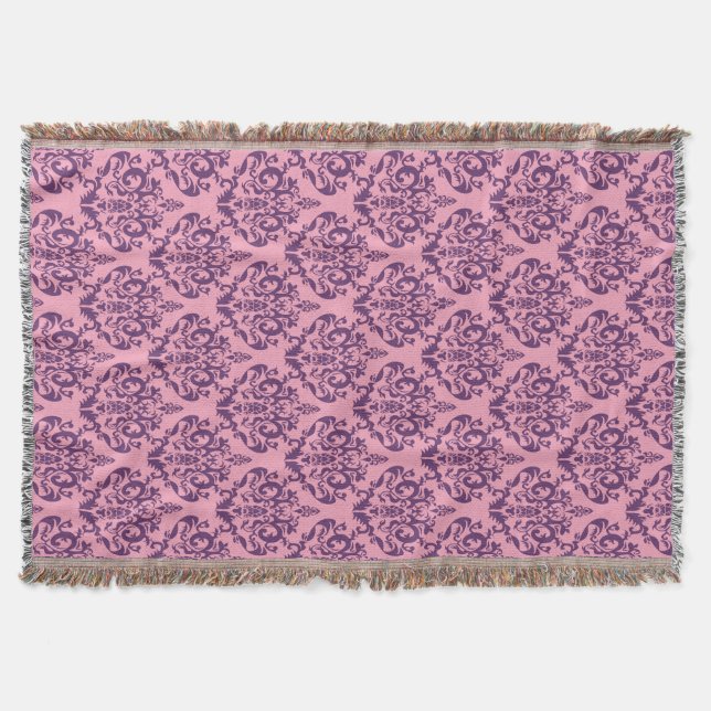 Cobertor Wisteria Fosco Orchid Damask (Frente)