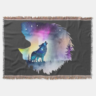Cobertor Wolf Howling nas luzes do Norte