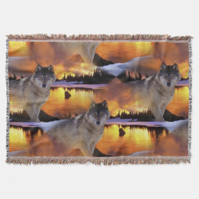 Cobertor Wolf no Sunset Pattern (Frente)
