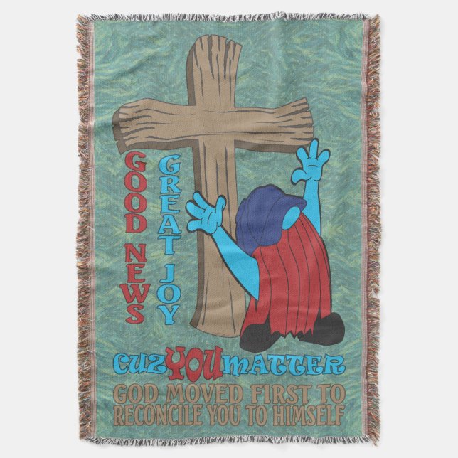 Cobertor Wood Cross Porque Você Importa Gospel T-Shirt (Frente Vertical)