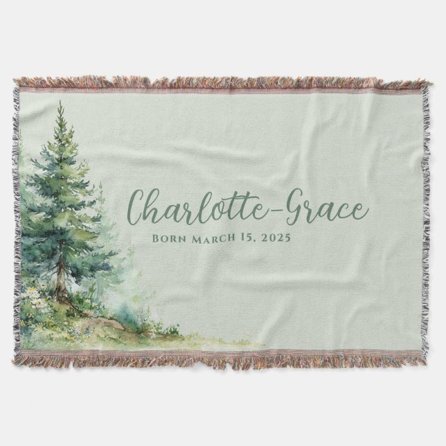 Cobertor Woodland Baby Blanket • Neutral Sage Forest (Frente)