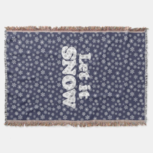 Cobertor Word Art - Deixe-o nevar com fundo de neve (Frente)