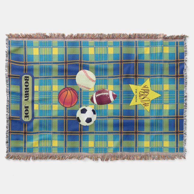 Cobertor Xadrez Amarelo Superstar (Frente)