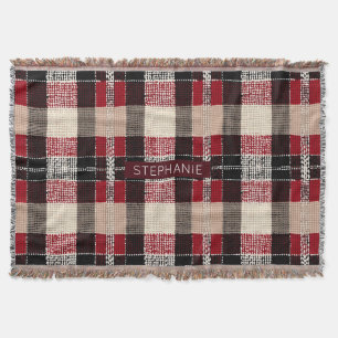 Cobertor Xadrez Clássica de Tartan Vermelho e Preto - Tecid