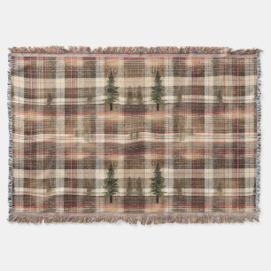 Cobertor Xadrez de Cabina Rústica com Pinheiros