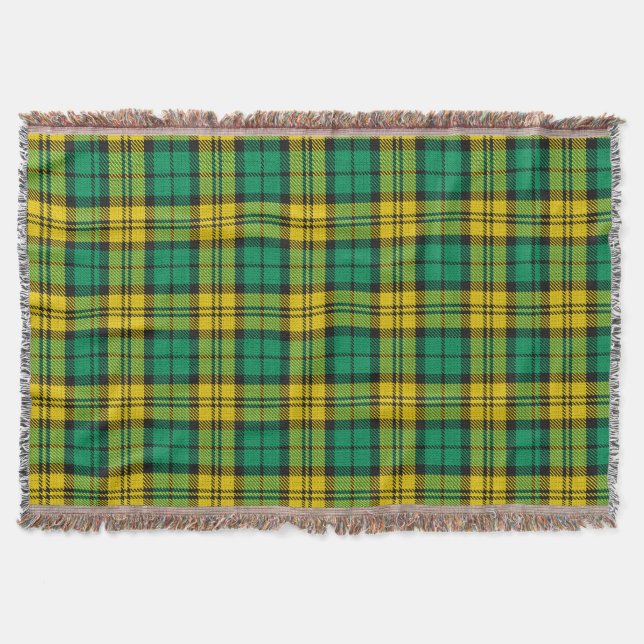 Cobertor Xadrez de Campbell Tartan verde-amarela (Frente)