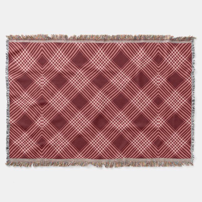 Cobertor Xadrez De Tartan Vermelho E Branco (Frente)