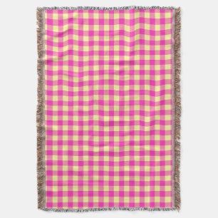 Cobertor Xadrez Gingham Rosa e Amarelo Vibrante