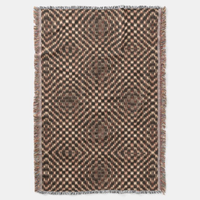 Cobertor Xadrez marrom sujo e confuso sobre o outro (Frente Vertical)