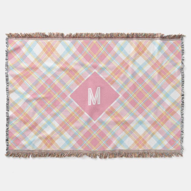 Cobertor Xadrez Monograma Personalizada / Padrão Tartan (Frente)