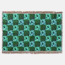 Cobertor Xadrez ou ciano verde e azul-céu, com retângulo