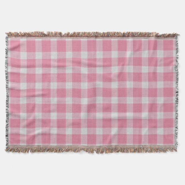 Cobertor Xadrez rosa e branco gingham (Frente)