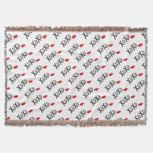 Cobertor XoXo-Abraço-Beijo-com-Vermelho-Lábios