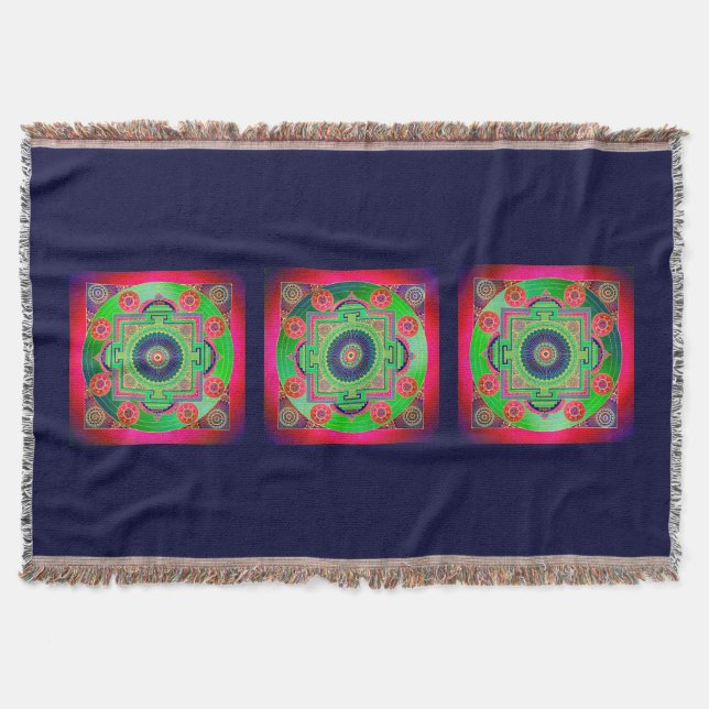 Cobertor YANTRA - roda do excelente - rosa verde (Frente)