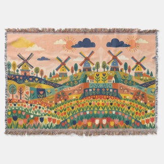Cobertor Yellow Navy Windmill Blanket - Tulip Field