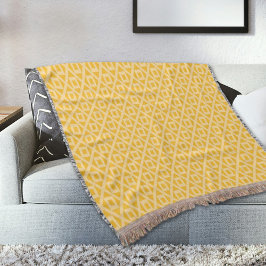 Cobertor Yellow Square And Diamonds Pattern Throw Blanket