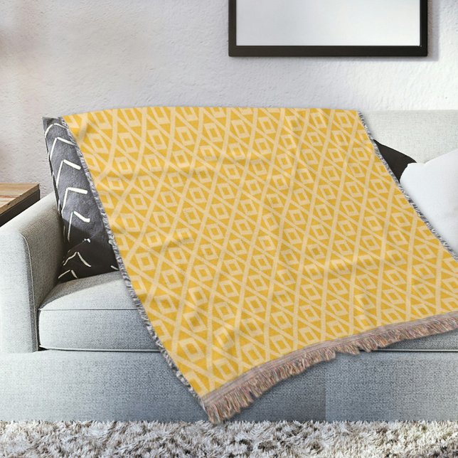 Cobertor Yellow Square And Diamonds Pattern Throw Blanket (Criador carregado)