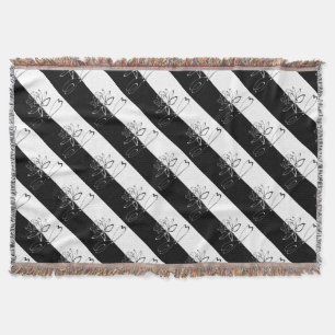 Cobertor Yin Yang Black White Lotus Blossom