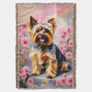 Cobertor Yorkie Dog Flower