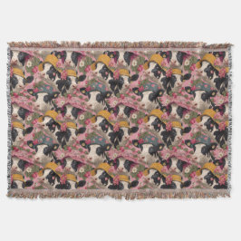 Cobertor Young Cows Wearing Spring Hats In Strawberry Field