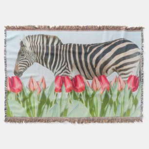 Cobertor Zebra entre as Tulipas