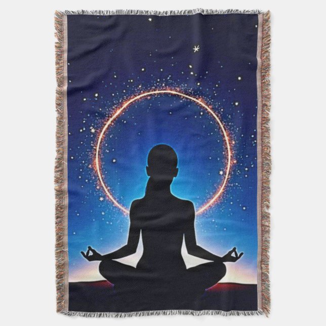 Cobertor Zen Under Stars: Cosmic Meditation (Frente Vertical)