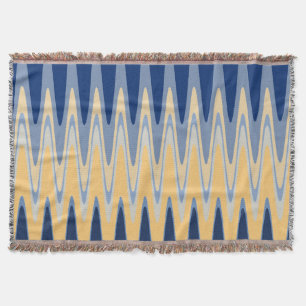 Cobertor Zig Zag Blue Yellow Cinza Beige Patterno