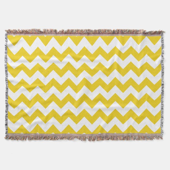 Cobertor Zigzag Amarelo, Chevron Amarelo, Padrão Geométrico (Frente)