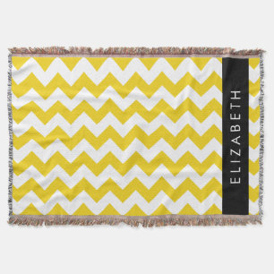 Cobertor Zigzag Amarelo, Chevron Amarelo, Seu Nome