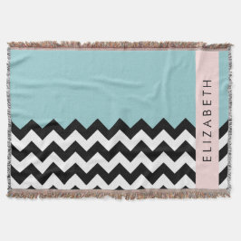 Cobertor Zigzag preto-e-branco, Chevron, azul, seu nome