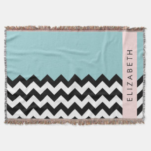 Cobertor Zigzag preto-e-branco, Chevron, azul, seu nome