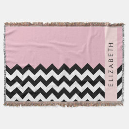 Cobertor Zigzag preto-e-branco, Chevron, rosa, seu nome
