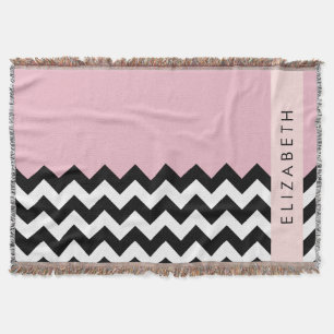 Cobertor Zigzag preto-e-branco, Chevron, rosa, seu nome