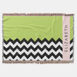 Cobertor Zigzag preto-e-branco, Chevron, verde, seu nome