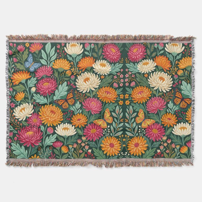 Cobertores Borboletas Florais Boho Abstratas (Frente)