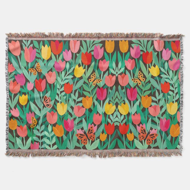 Cobertores Borboletas Tulipas Matisse Abstratas (Frente)