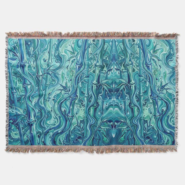 Cobertores de Bambu Abstrato Oceano Azul Derretend (Frente)